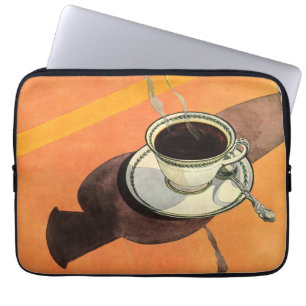Vintage Cup of Coffee, Saucer, Spoon, Retro Diner Laptop Sleeve