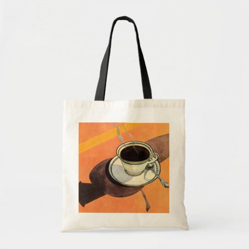 Vintage Cup of Coffee Saucer Spoon Retro Diner Tote Bag