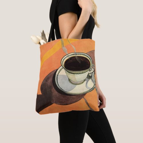 Vintage Cup of Coffee Saucer Spoon Retro Diner Tote Bag