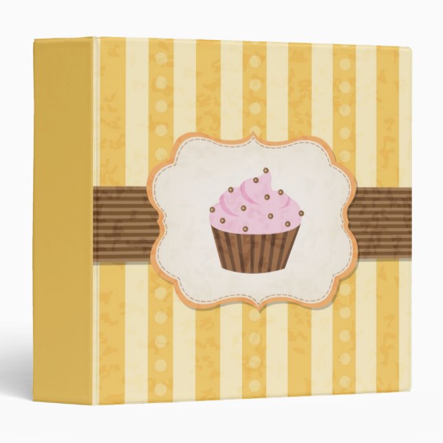 Vintage Cupcake Background 3 Ring Binder (Front/Spine)