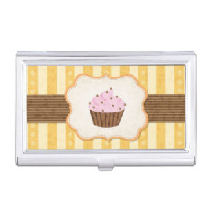 Vintage Cupcake Background Business Card Holder