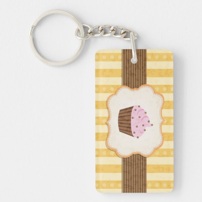 Vintage Cupcake Background Keychain (Front)