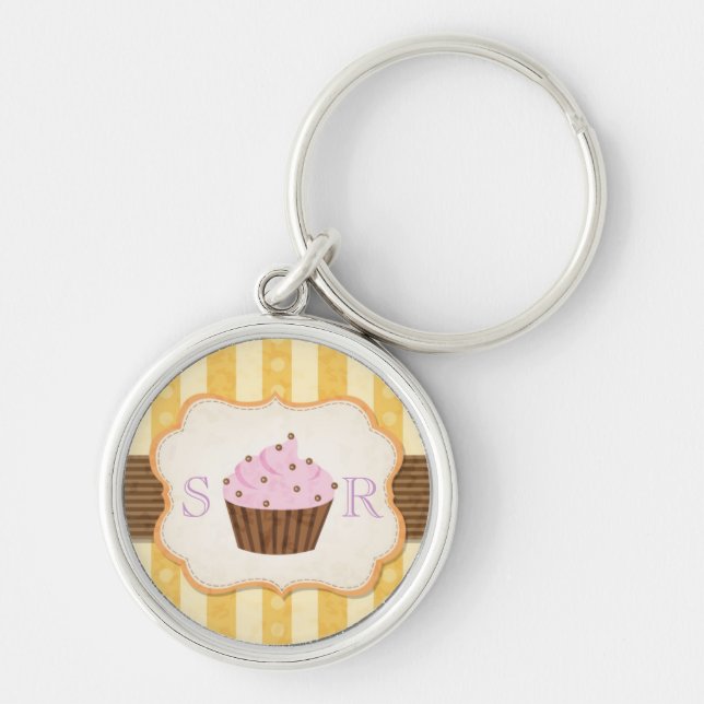 Vintage Cupcake Background Keychain (Front)