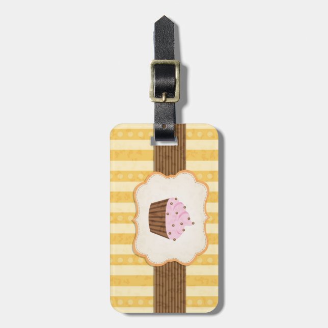 Vintage Cupcake Background Luggage Tag (Front Vertical)