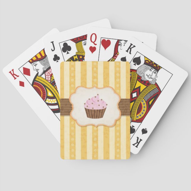 Vintage Cupcake Background Poker Cards (Back)