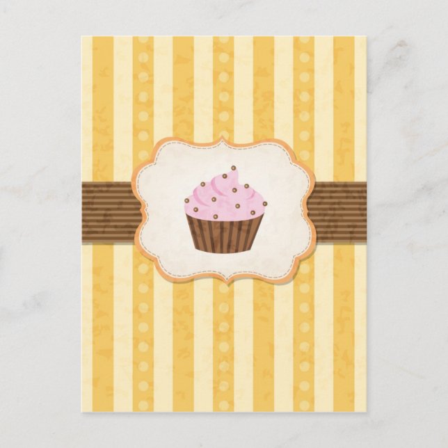 Vintage Cupcake Background Postcard (Front)