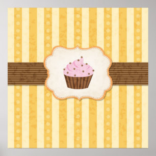 Vintage Cupcake Background Poster