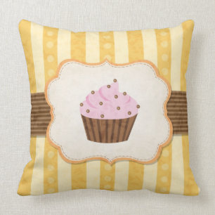 Vintage Cupcake Background Throw Pillow