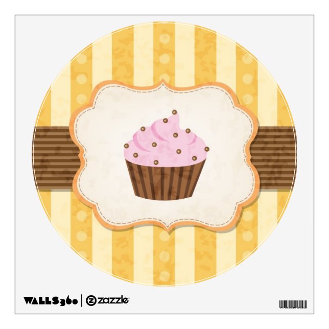 Vintage Cupcake Background Wall Sticker (Front)