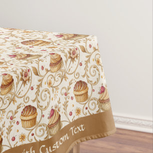 Vintage Cupcake Floral Swirl Pattern Personalize Tablecloth