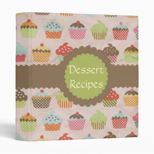 Vintage Cupcake Print Dessert Recipe 3 Ring Binder