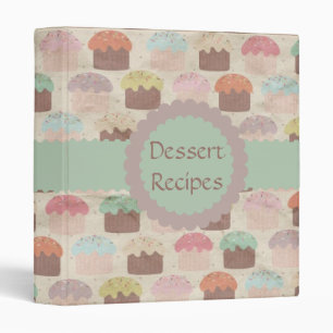 Vintage Cupcake Print Dessert Recipe Binder