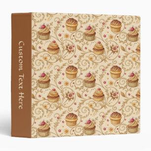 Vintage Cupcake Swirl Personalized Baking Elegance 3 Ring Binder