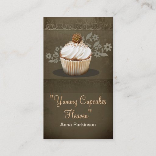Customizable vintage cupcakes business card