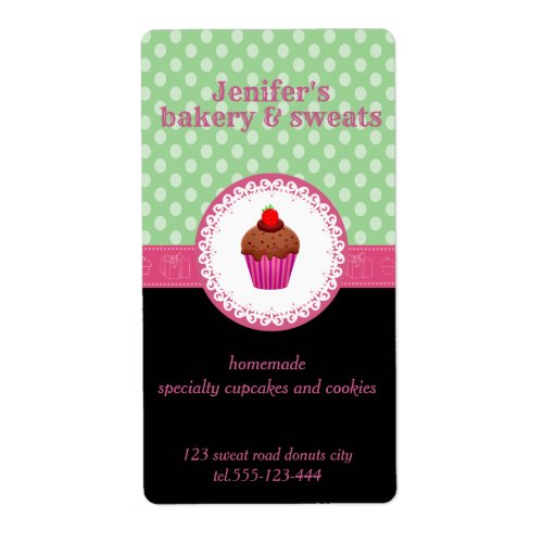 Vintage cupcakes  cookies polka dots pink label