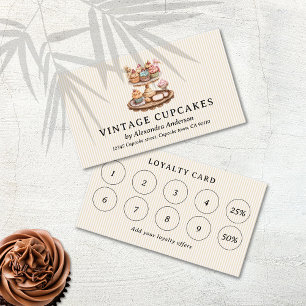 Vintage Cupcakes Pastry Shop Loyalty Card
