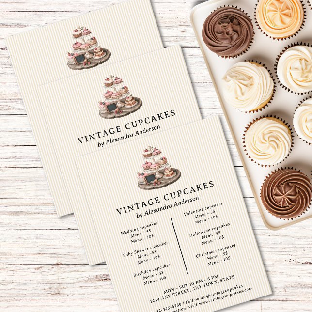 Vintage Cupcakes Retro Bakery Pastry Dessert Flyer (Vintage Cupcakes Retro Bakery Pastry Dessert Flyer )