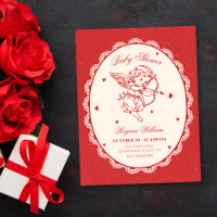 Vintage cupid angel baby shower