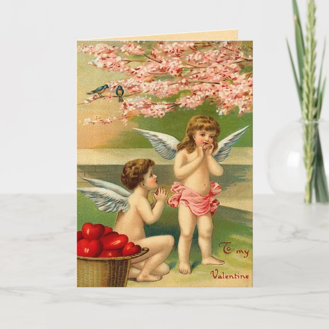 Vintage Cupid Babies Holiday Card (Front)