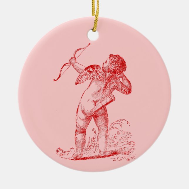 Vintage Cupid Ceramic Ornament (Front)