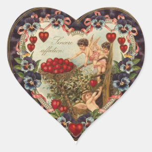 Vintage Valentine Cupid Heart Stickers