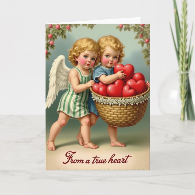 Vintage Cupid Hearts Card (Front)