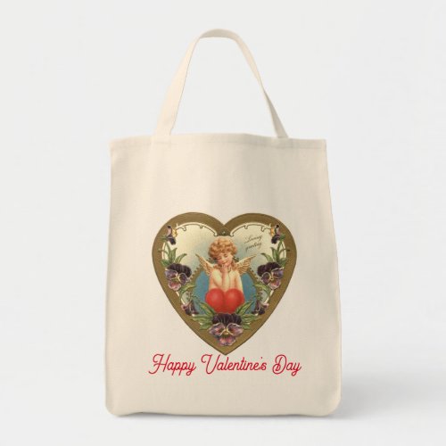 Vintage Cupid In Heart Tote Bag 