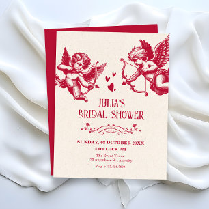 Vintage cupid love bridal shower invitation