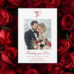 Vintage Cupid Newlyweds Valentine's Day Wedding Card