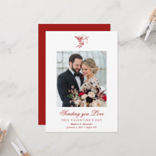 Vintage Cupid Newlyweds Valentine's Day Wedding Card