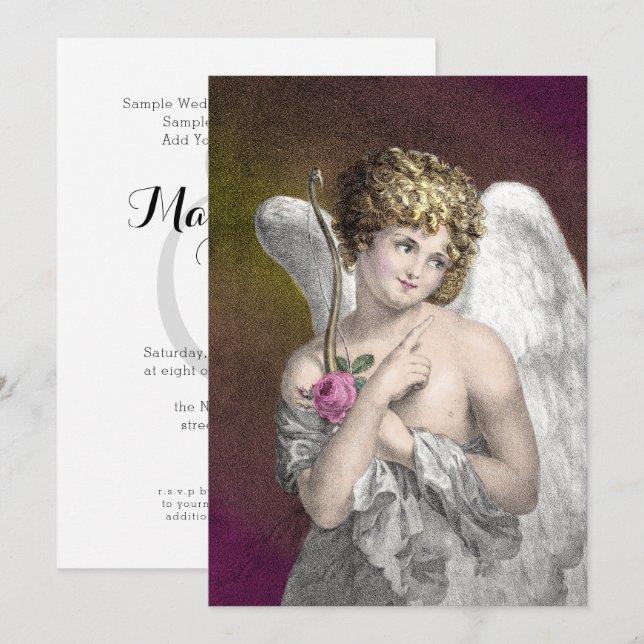 Vintage Cupid Romantic Wedding Invitations (Front/Back)
