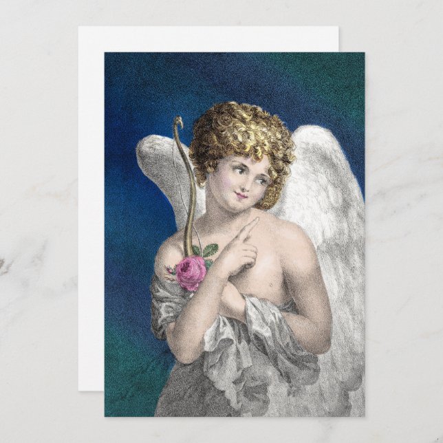 Vintage Cupid Romantic Wedding Invitations (Front/Back)