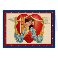 Vintage Cupid Token of Affection in a House Heart Greeting Card