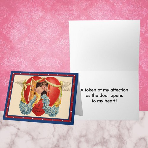 Vintage Cupid Token of Affection in a House Heart Holiday Card