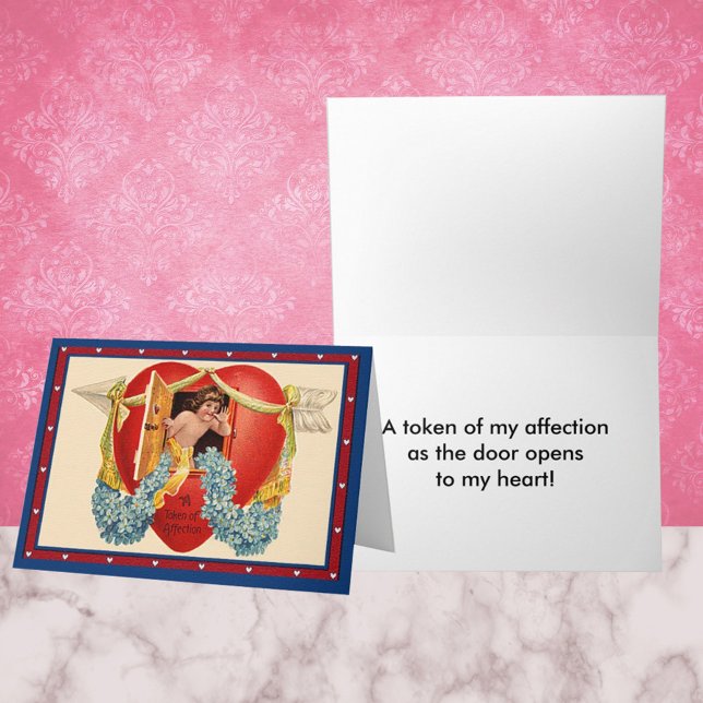 Vintage Cupid Token of Affection in a House Heart Holiday Card (Creator Uploaded)