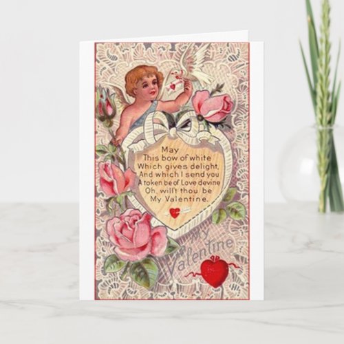 Vintage Cupid With Dove And Love Letter Holiday Card