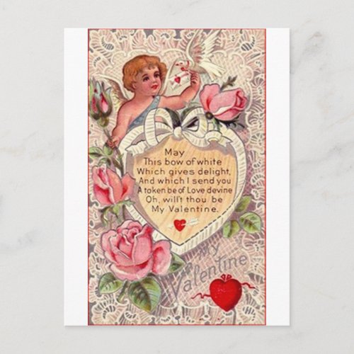 Vintage Cupid With Dove And Love Letter Postcard