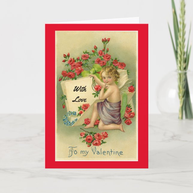 Vintage Cupid With Scroll Card (Front)