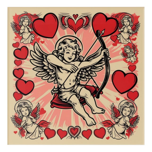 Vintage cupide  love acrylic print (Front)