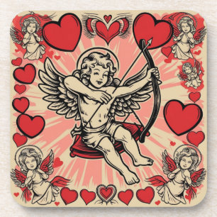 Vintage cupide love beverage coaster