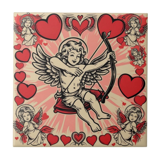 Vintage cupide  love ceramic tile (Front)