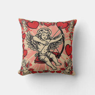 Vintage cupide  love throw pillow
