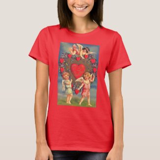 Vintage Cupids and Valentine Red Hearts Holiday