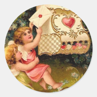 Vintage Cupids Angels Valentines Heart Stickers Se