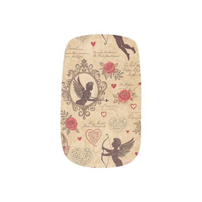 Vintage Cupid's Romantic Pattern (10) Minx Nail Art (Left Thumb)