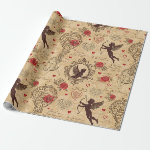 Vintage Cupid's Romantic Pattern (10) Wrapping Paper