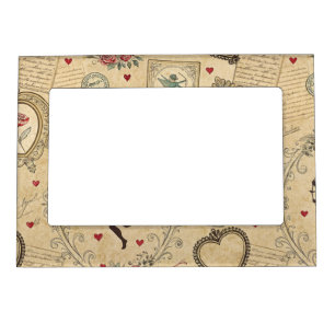 Vintage Cupid's Romantic Pattern (1) Magnetic Frame