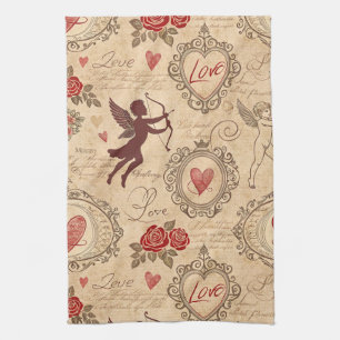 Vintage Cupid's Romantic Pattern (3) Kitchen Towel