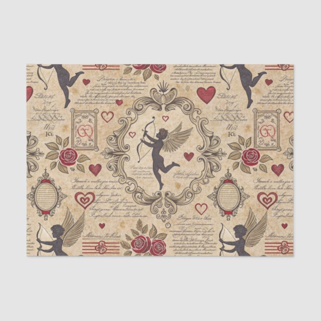 Vintage Cupid's Romantic Pattern (9) Tissue Paper (Front)