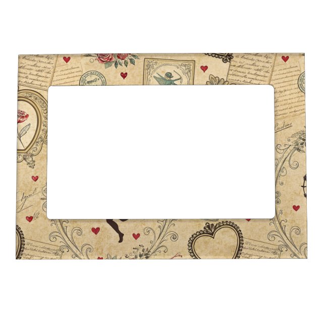 Vintage Cupid's Romantic Pattern Magnetic Frame (Front)